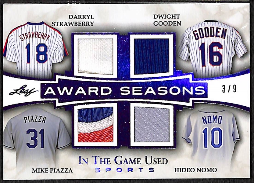 Lot of 2 - 2018 Leaf In The Game Used MVP Card (8-Piece Relic Card of 8 MVPs/HOFers) #5/15 & Award Seasons w. Piazza Patch (#3/9) Jersey Relic Cards