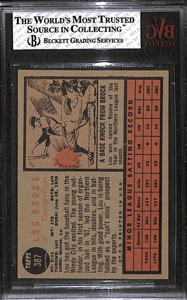 1962 Topps Lou Brock Rookie Card Graded Beckett BVG 6