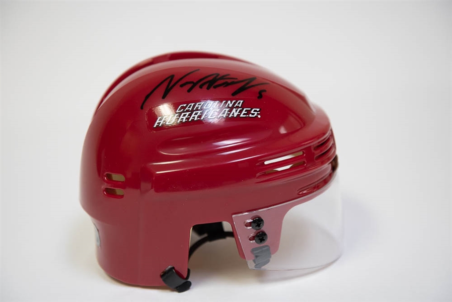 Noah Hanifin Autographed Replica Red Hurricanes Mini Helmet - UDA