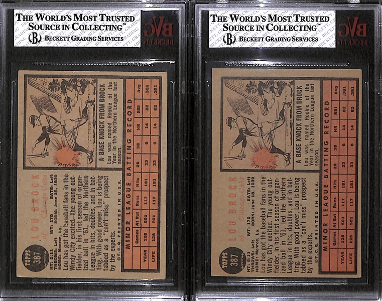Lot of (2) 1962 Topps Lou Brock Rookies - Both Graded Beckett BVG 5