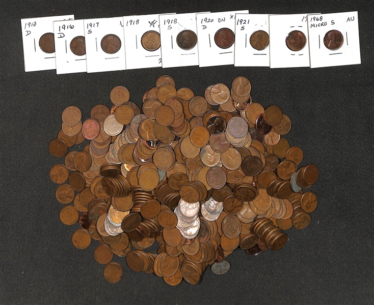 Large Lot of Wheat Pennies - Mostly 1913 through 1960s
