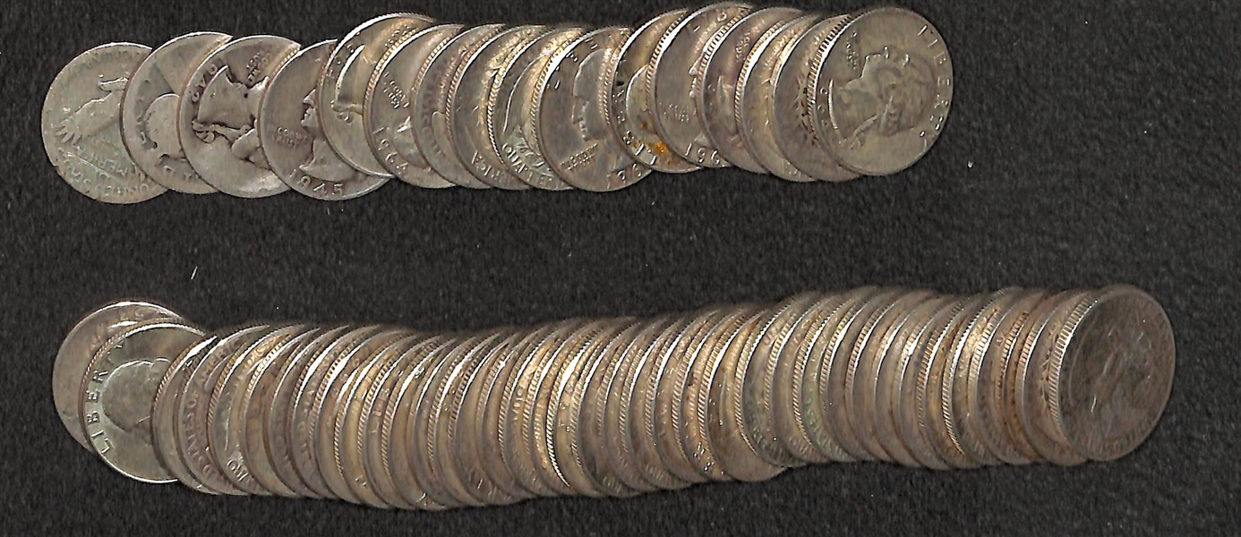 Silver Coin Lot - (23) Standing Liberty Half Dollars, (42) George Washington Quarters, more