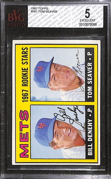 1967 Topps Tom Seaver Rookie Card Graded Beckett BVG 5