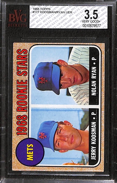 1968 Topps Nolan Ryan Rookie Card (Unlisted Error Card) Graded Beckett BVG 3.5