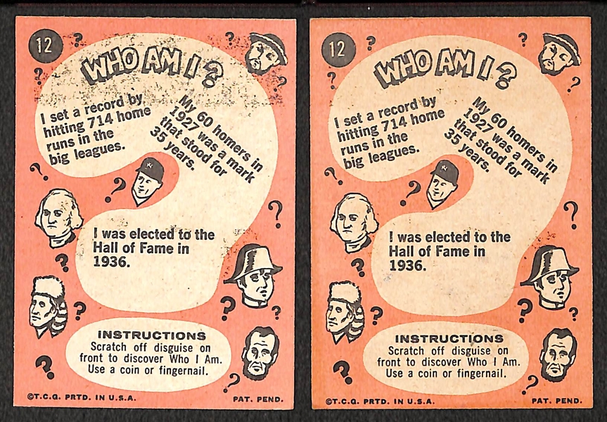 Lot of (2) 1967 Topps Who Am I? Babe Ruth Cards (One Scratched and One Partially Scratched)