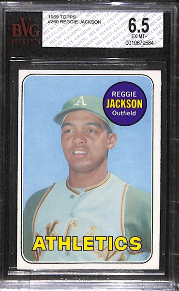 1969 Topps Reggie Jackson Rookie Card Graded Beckett BVG 6.5