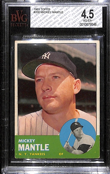 1963 Topps Mickey Mantle Card Graded BVG 4.5 (Card # 200)