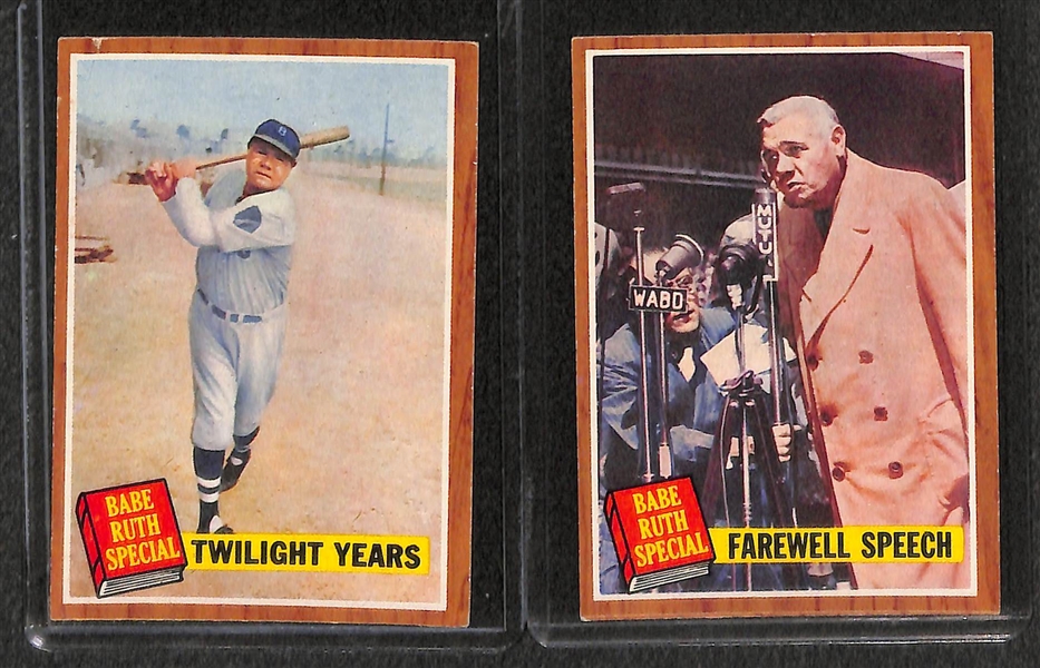 Lot of 11 - 1962 Topps Baseball Cards w. Hank Aaron & Mickey Mantle All Star