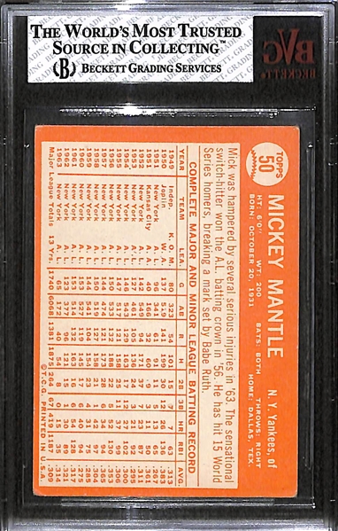 1964 Topps Mickey Mantle Card Graded BVG 4 (Card # 50)