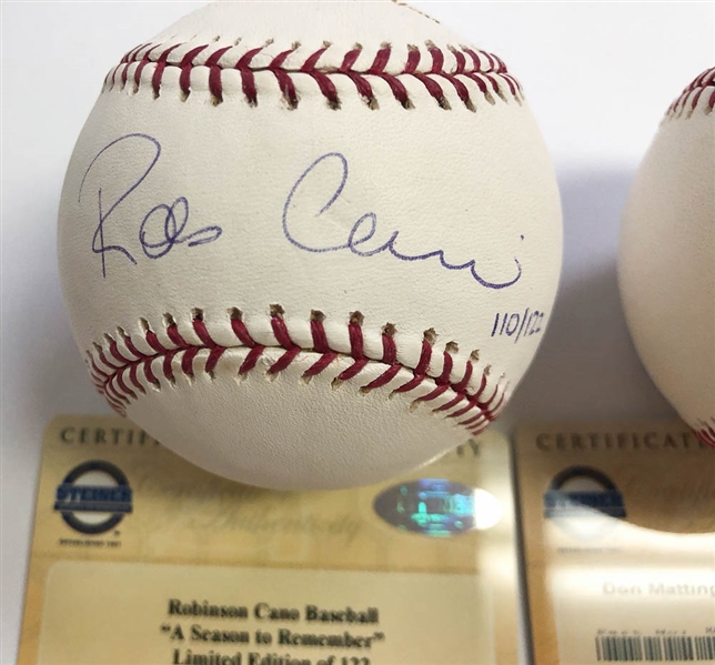 Don Mattingly & Robinson Cano Signed Baseballs - Steiner