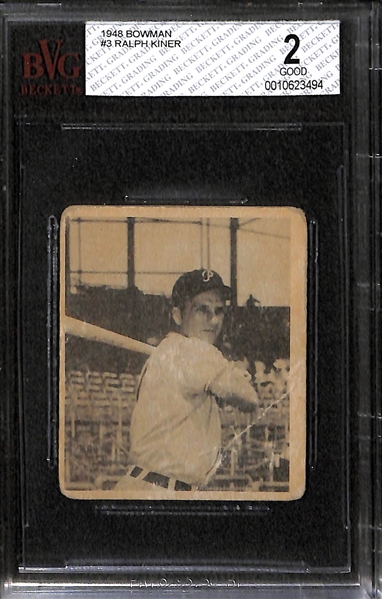 Lot of 2 - 1948 Bowman Baseball Cards - Kiner & Rizzuto - BVG