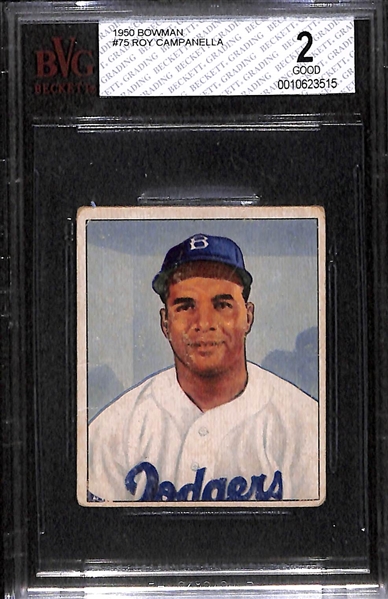 Lot of 3 - 1950 Bowman Baseball Cards - Reese, Campanella, Snider - BVG
