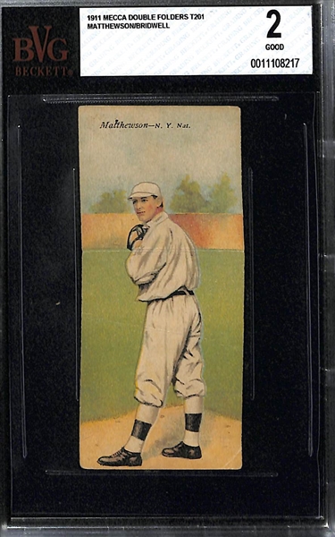 1911 T201 Mecca Double Folder Christy Mathewson (HOF) & Al Bridwell - BVG 2