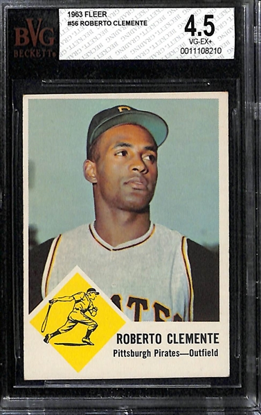 High-Quality 1963 Fleer Roberto Clemente (EX-Mint) #56 - BVG 4.5