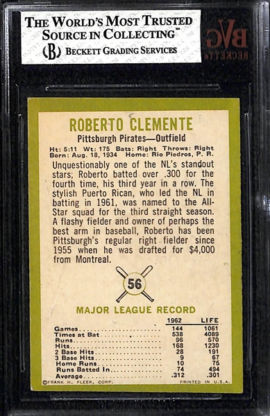 High-Quality 1963 Fleer Roberto Clemente (EX-Mint) #56 - BVG 4.5