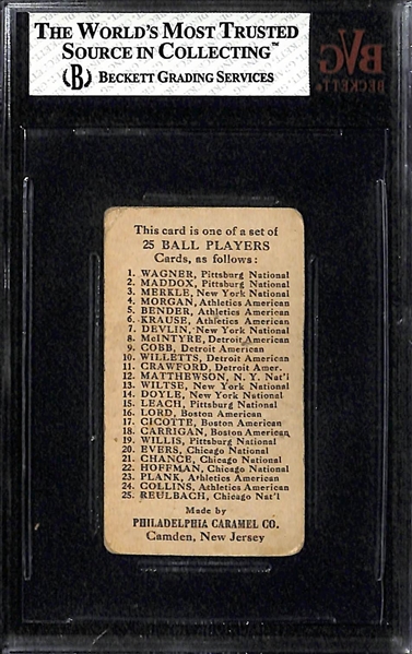 1909 E95 Philadelphia Caramel Johnny Evers Card - BVG 2