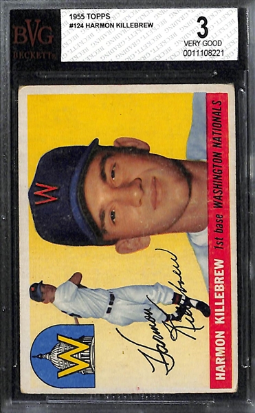 1955 Topps #124 Harmon Killebrew Rookie Card - BVG 3