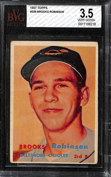 1957 Topps #328 Brooks Robinson Rookie Card - BVG 3.5
