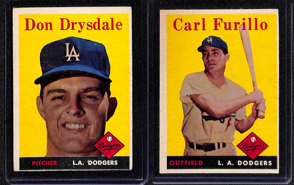 Lot of (43) 1958 Topps Baseball Cards w/ Mantle AS, Mays, Killebrew, Maris Rookie, Drysdale