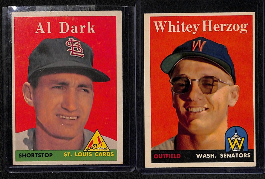Lot of (43) 1958 Topps Baseball Cards w/ Mantle AS, Mays, Killebrew, Maris Rookie, Drysdale