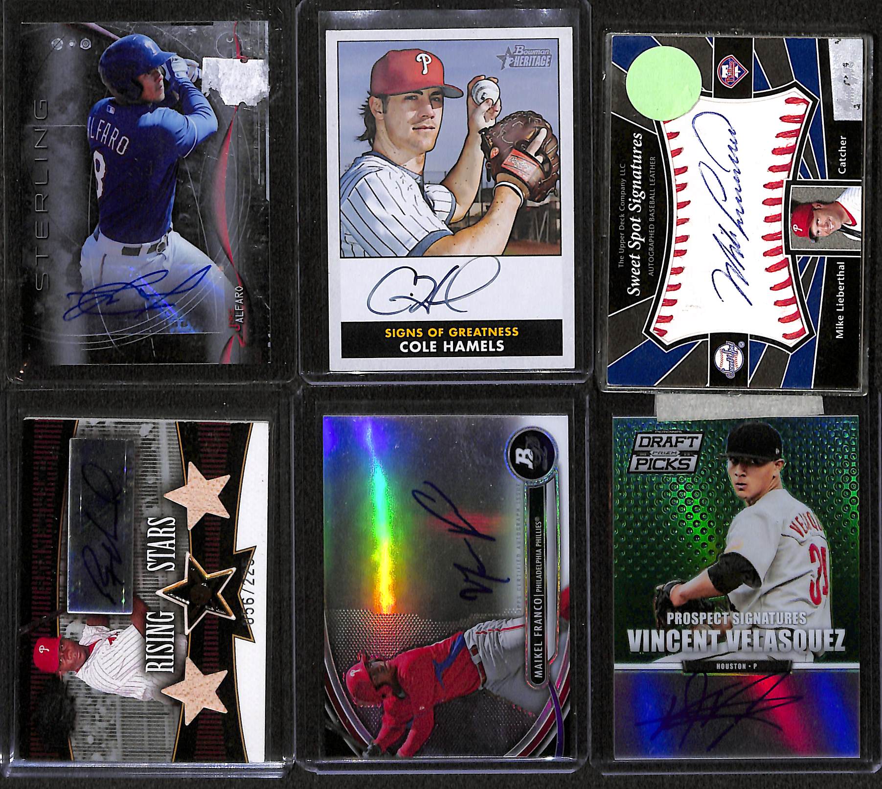 Lot Detail Lot Of 6 Phillies Autograph Cards w. Howard & Hamels