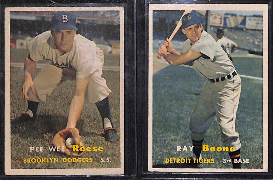 Lot Of 5 1955-57 Topps Baseball Cards w. Pee Wee Reese