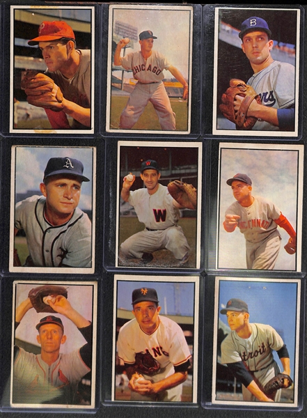 Lot Of 9 1953 Bowman Baseball Cards w. Robin Roberts