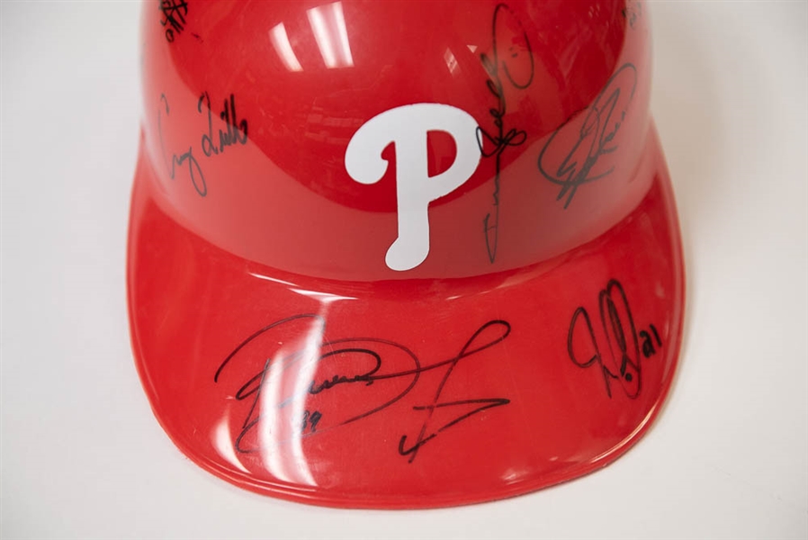 2004 Phillies Team Signed Helmet w. Rollins
