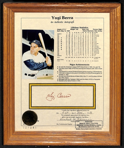 Yogi Berra & Brooks Robinson Signed 8x10 Stat Photos