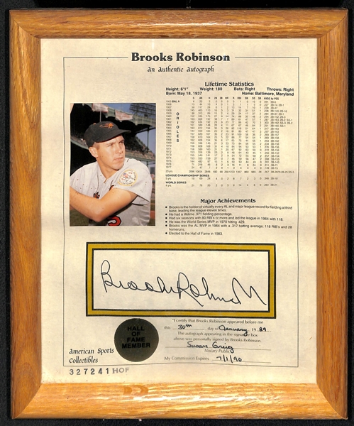 Yogi Berra & Brooks Robinson Signed 8x10 Stat Photos
