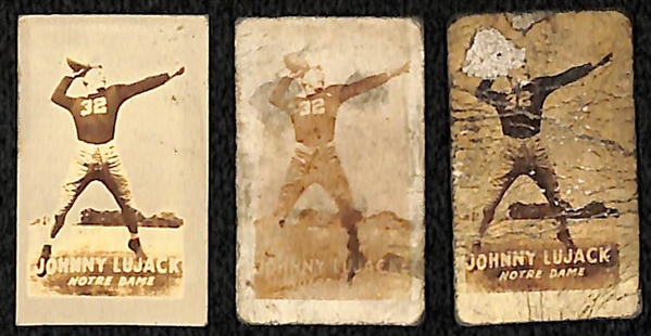 Lot of (3) 1948 Topps Magic Johnny Lujack (Notre Dame) Rookie Football Cards