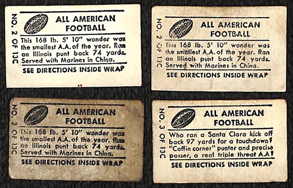 Lot of (4) 1948 Topps Magic Football Cards - Doak Walker Rookie & (3) Pete Elliott
