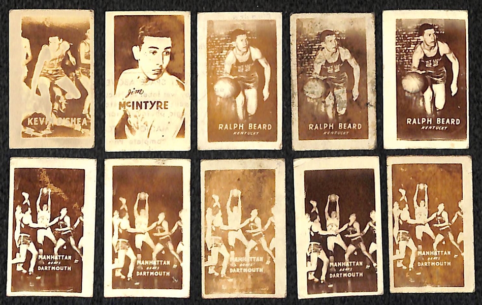 Lot of (10) 1948 Topps Magic Basketball Cards - O'Shea, McIntyre, (3) Beard, (5) Manhattan vs. Dartmouth