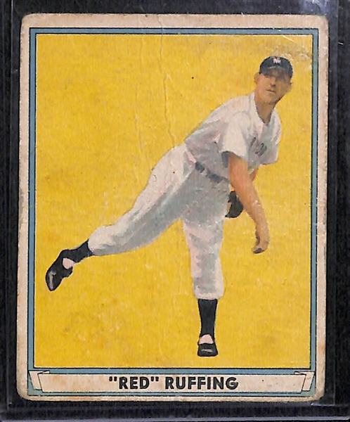 1941 Playball Lot of (4) w/ Red Ruffing (HOF), E. Miller (Card #1), Dolph Camilli, K. Higbe