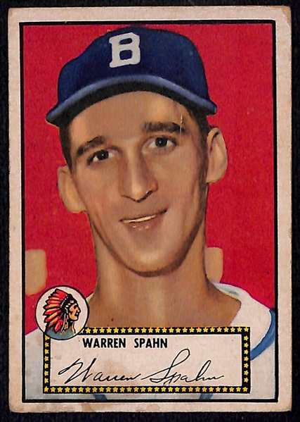 1952 Topps Lot of (3) - Spahn (HOF), Irvin (HOF), and Hodges