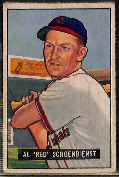 Lot of (5) 1950-51 Bowman Star/HOF Cards - (2) Schoendienst, Rizzuto, B. Thomson, Kluszewski
