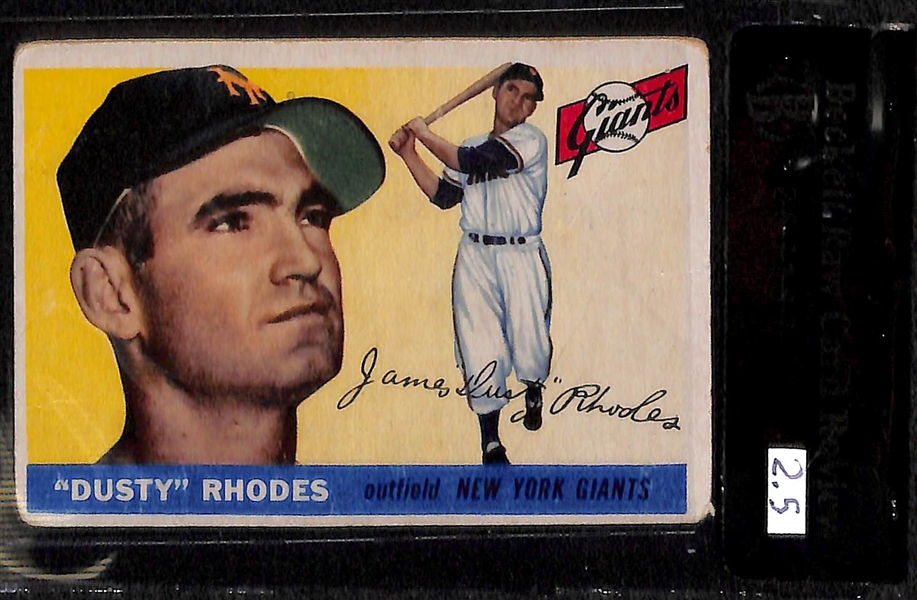 Lot of (2) 1955 Topps Cards Ted Williams #2 (SGC 35) and Dusty Rhodes #1 (Beckett 2.5)