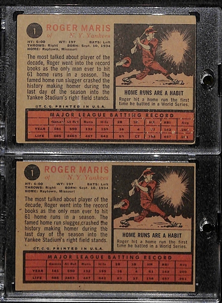 Lot of (2) 1962 Roger Maris Cards - Both #1 in the Set