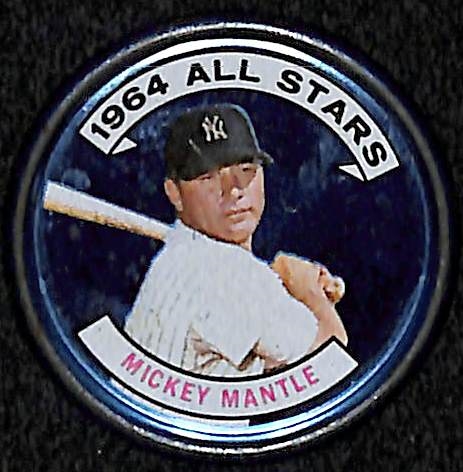 Lot of Mantle/Mays/Aaron w/ (2) 1964 Topps Mantle Coins, 1964 Mays Coin, 1968 Mantle and Aaron Game Cards