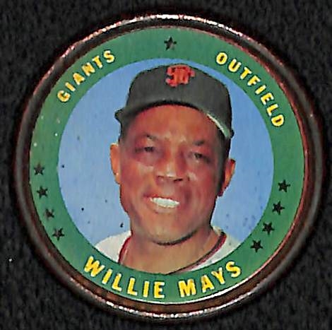 Lot of Mantle/Mays/Aaron w/ (2) 1964 Topps Mantle Coins, 1964 Mays Coin, 1968 Mantle and Aaron Game Cards