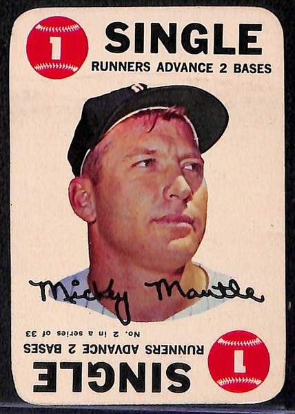 Lot of Mantle/Mays/Aaron w/ (2) 1964 Topps Mantle Coins, 1964 Mays Coin, 1968 Mantle and Aaron Game Cards