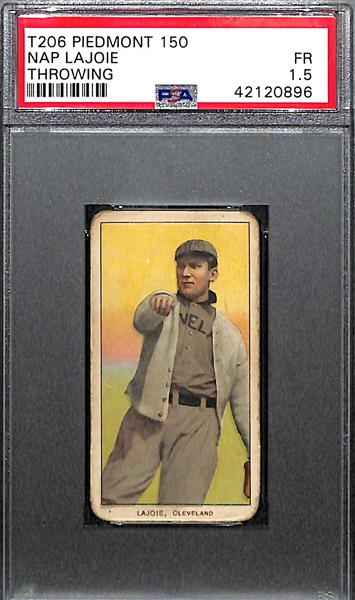 1909-11 T206 Nap Lajoie (HOF) Throwing, Piedmont 150 Subjects Graded PSA 1.5