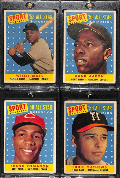 1958 Topps Lot of (4) All-Star Cards (Mays, Aaron, F. Robinson, E. Matthews)