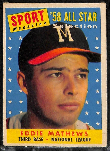 1958 Topps Lot of (4) All-Star Cards (Mays, Aaron, F. Robinson, E. Matthews)
