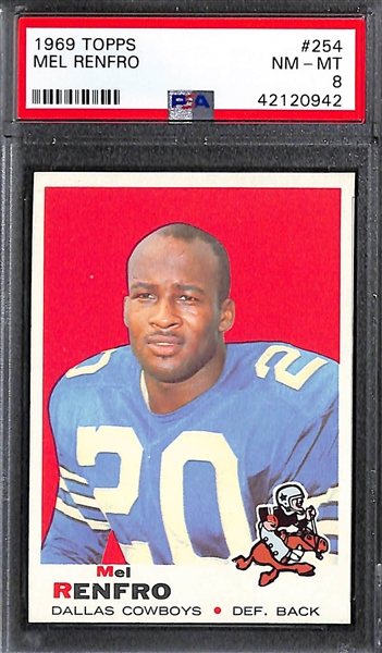 Lot of (5) Pack-Fresh PSA 8 (NM-MT) 1969 Cards w/ Mel Renfro, Woodeshick, Stonebreaker, Perreault, Case
