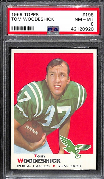 Lot of (5) Pack-Fresh PSA 8 (NM-MT) 1969 Cards w/ Mel Renfro, Woodeshick, Stonebreaker, Perreault, Case