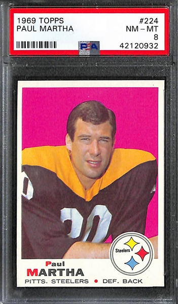 Lot of (5) Pack-Fresh PSA 8 (NM-MT) 1969 Cards w/ Paul Martha, Josephson, Tilleman, Garrison, Keyes