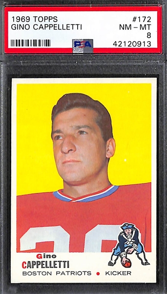 Lot of (5) Pack-Fresh PSA 8 (NM-MT) 1969 Cards w/ G. Cappelletti, Don Perkins, Woodson, Lothridge, J. Robinson.