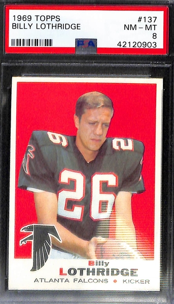 Lot of (5) Pack-Fresh PSA 8 (NM-MT) 1969 Cards w/ G. Cappelletti, Don Perkins, Woodson, Lothridge, J. Robinson.