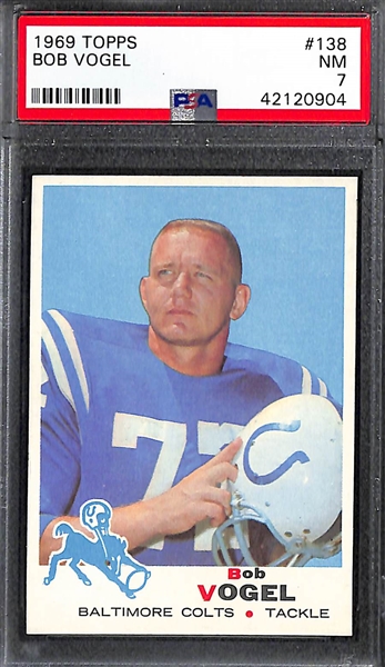 Lot of (7) Pack-Fresh PSA 7 (NM) 1969 Cards - Vogel, Josephson, Emanuel, W. Johnson, B. Martin, Woodson, Buncom.